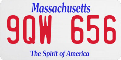 MA license plate 9QW656
