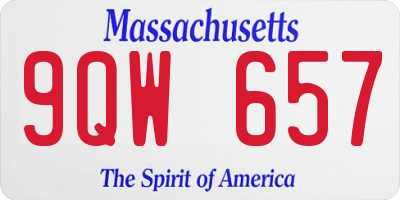 MA license plate 9QW657