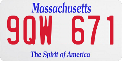 MA license plate 9QW671