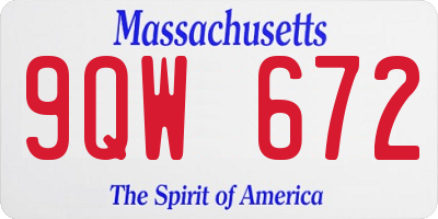 MA license plate 9QW672