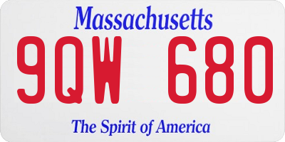 MA license plate 9QW680