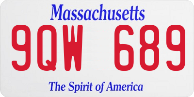 MA license plate 9QW689