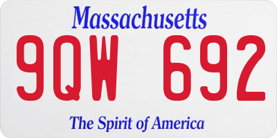 MA license plate 9QW692
