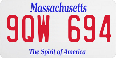 MA license plate 9QW694