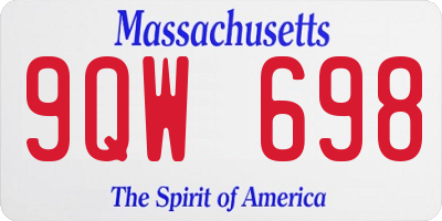 MA license plate 9QW698