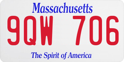 MA license plate 9QW706