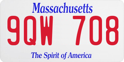 MA license plate 9QW708