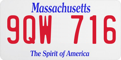 MA license plate 9QW716