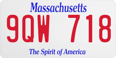 MA license plate 9QW718