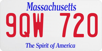MA license plate 9QW720