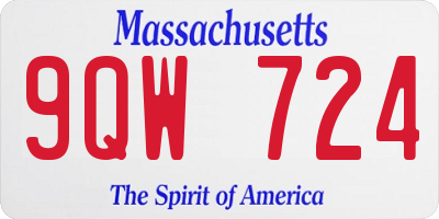 MA license plate 9QW724