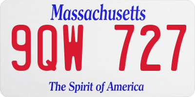 MA license plate 9QW727