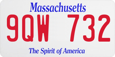 MA license plate 9QW732