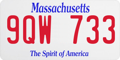 MA license plate 9QW733