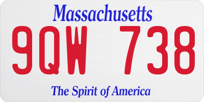 MA license plate 9QW738
