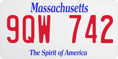 MA license plate 9QW742