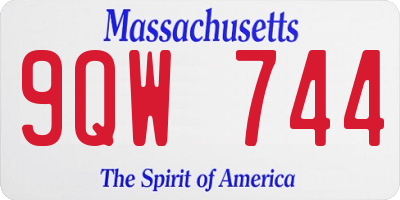 MA license plate 9QW744