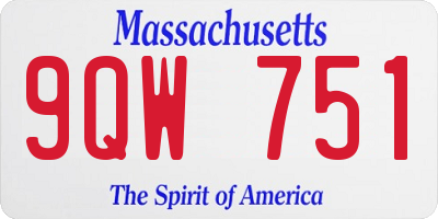MA license plate 9QW751