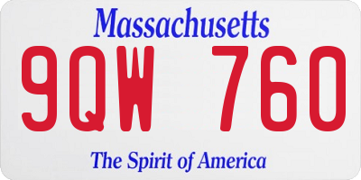 MA license plate 9QW760