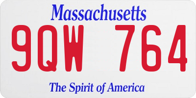 MA license plate 9QW764