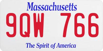 MA license plate 9QW766