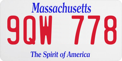 MA license plate 9QW778