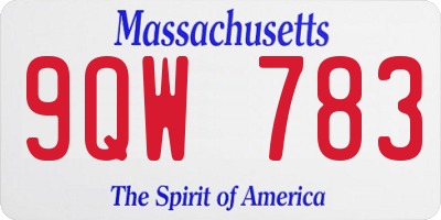 MA license plate 9QW783