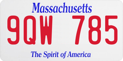 MA license plate 9QW785