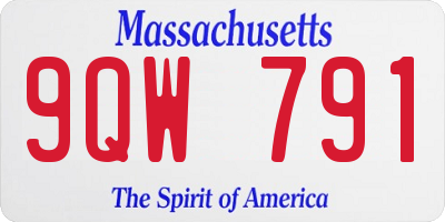 MA license plate 9QW791