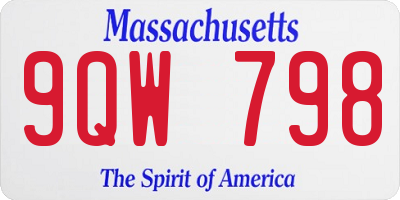 MA license plate 9QW798