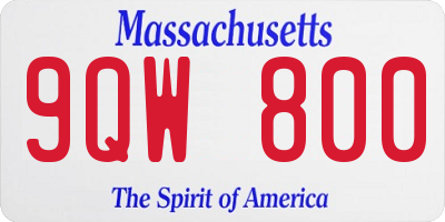 MA license plate 9QW800
