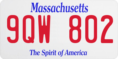 MA license plate 9QW802