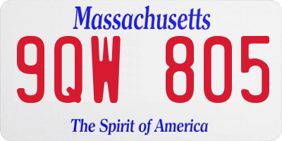 MA license plate 9QW805