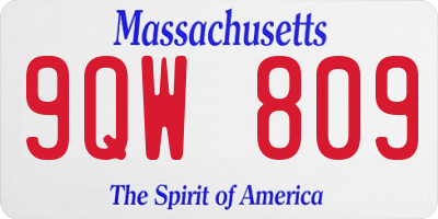 MA license plate 9QW809