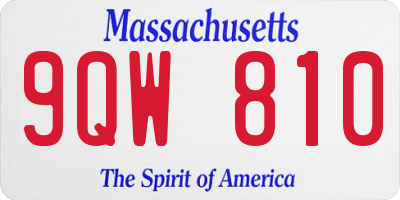 MA license plate 9QW810