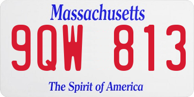 MA license plate 9QW813