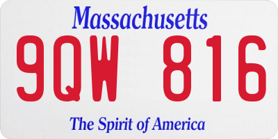 MA license plate 9QW816