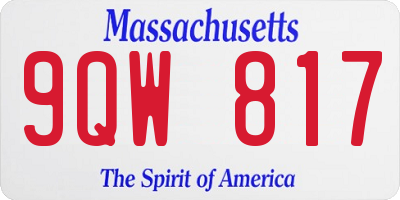 MA license plate 9QW817