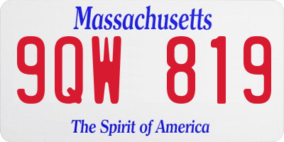 MA license plate 9QW819
