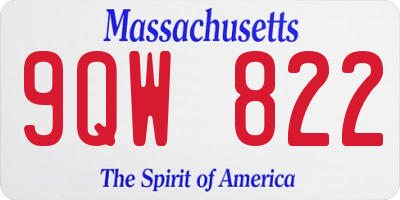 MA license plate 9QW822