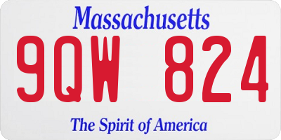 MA license plate 9QW824