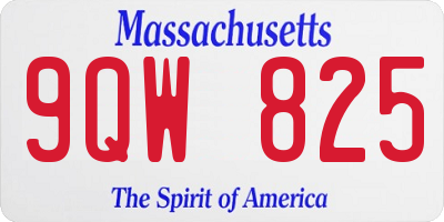 MA license plate 9QW825