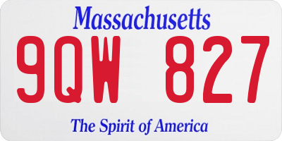 MA license plate 9QW827