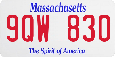 MA license plate 9QW830