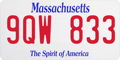 MA license plate 9QW833