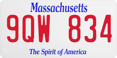 MA license plate 9QW834