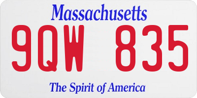 MA license plate 9QW835
