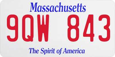 MA license plate 9QW843