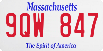 MA license plate 9QW847