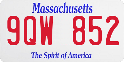 MA license plate 9QW852